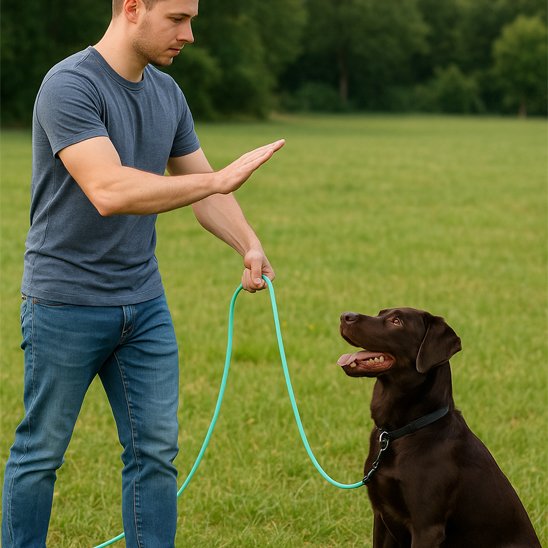 Longe chien rappel labrador brun