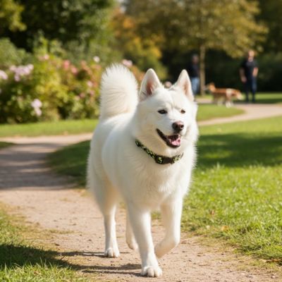 Collier chien os samoyede promenade parc