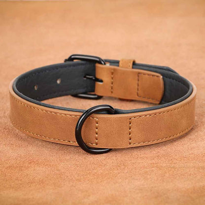 Collier chien cuir qualite superieur brun pale