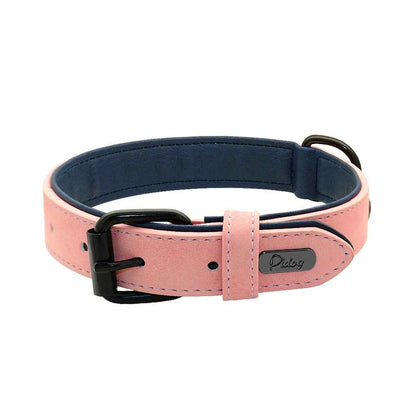 Collier chien cuir qualite superieur rose