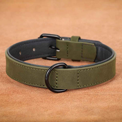 Collier chien cuir qualite superieur vert fonce