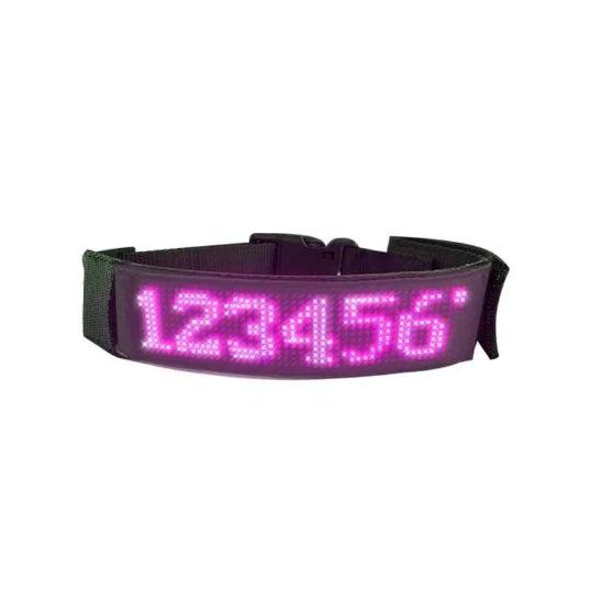 Collier lumineux chien LED affichage rose