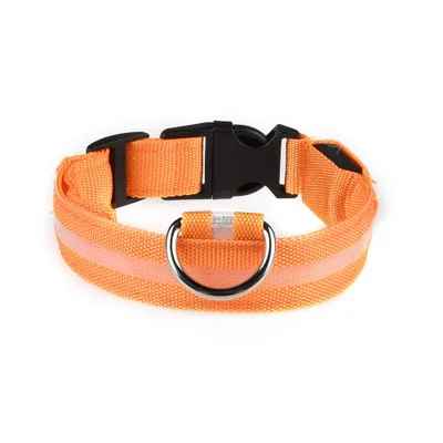 Collier lumineux chien LED nylon orange