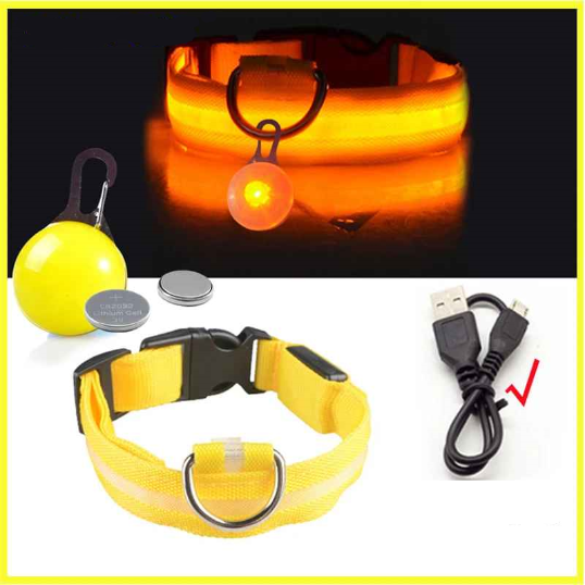 Collier lumineux pour chien usb pendentif jaune