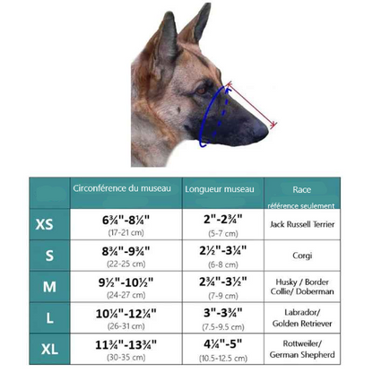 Museliere chien maille douce grille mesure