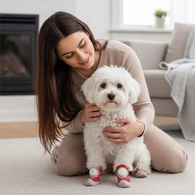 Chaussures pour chien PawProtect ajustable maitre rouge 