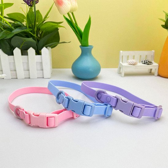 Collier chien confortable robuste rose bleu mauve