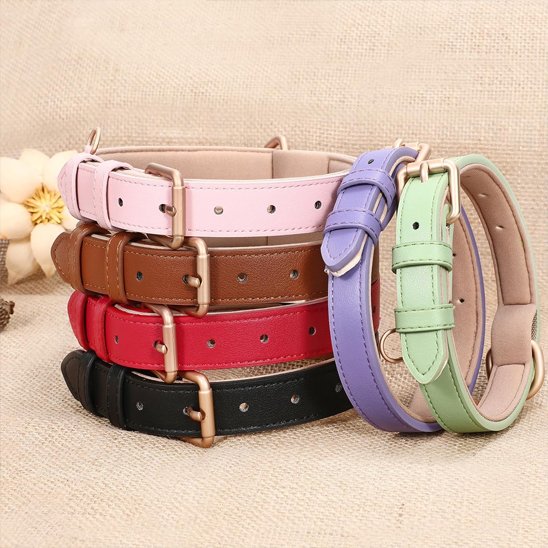 Collier chien cuir véritable couleurs