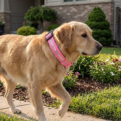 Collier lumineux Chien rose labrador