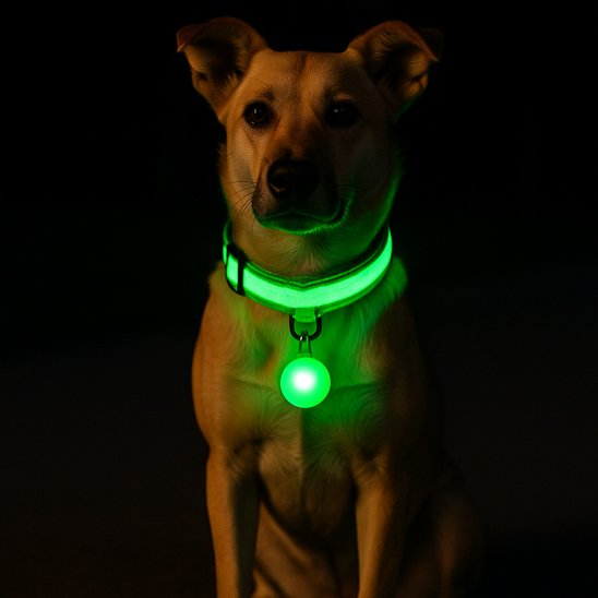 Collier lumineux pour chien assis vert