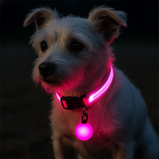 Collier lumineux pour chien fox terrier rose