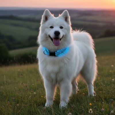 Collier lumineux pour Chien Samoyède bleu 
