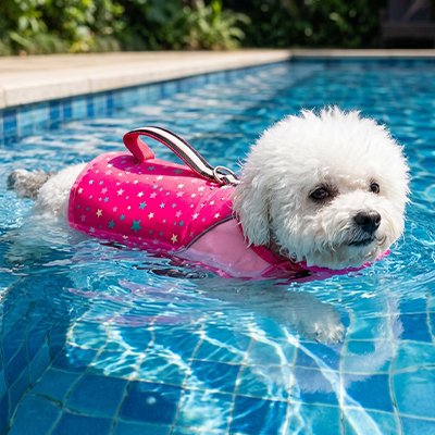 Gilet de sauvetage pour Chien Flotteur rose nage