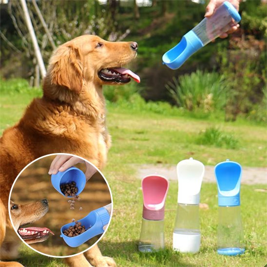 Gourde chien 2 en 1 nourriture bleu