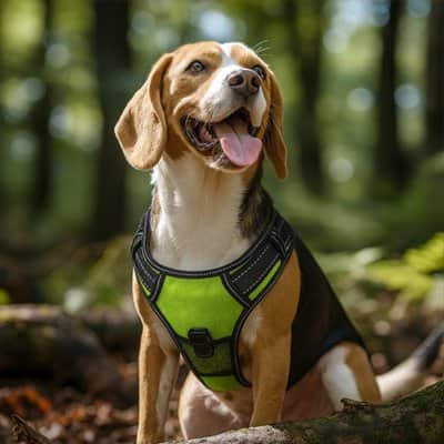 Harnais chien LED vert avant