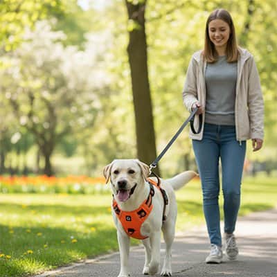 Harnais chien rembourrée orange