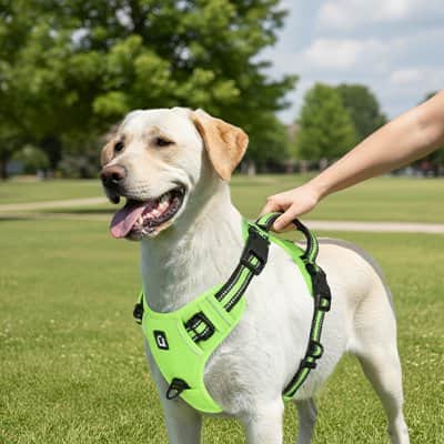 Harnais chien rembourrée vert clair