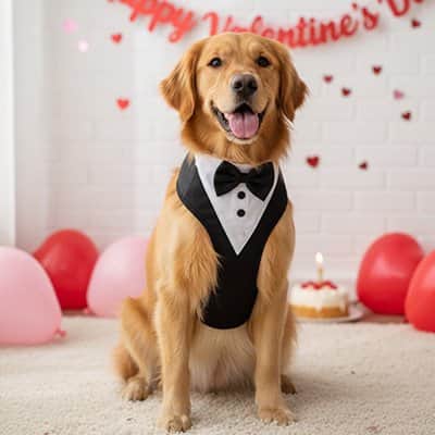 Harnais chien smoking golden valentin