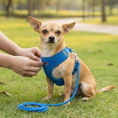 Harnais chiot réfléchissant bleu