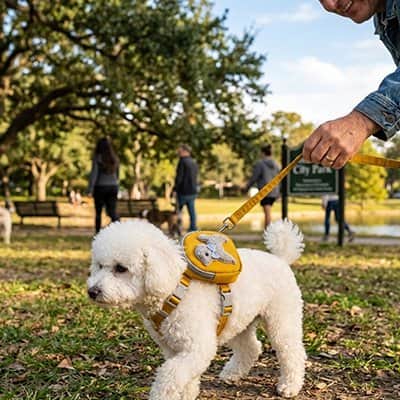 Harnais pour chien sac jaune bichon