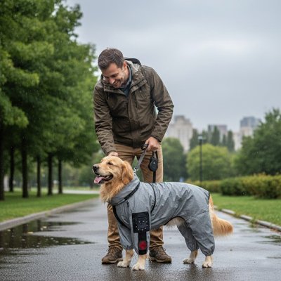 Imperméable pour chien​ avec maître