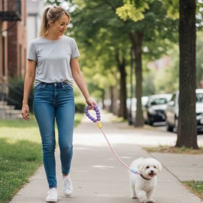 Laisse pour Chien Pogné mousse bichon rose