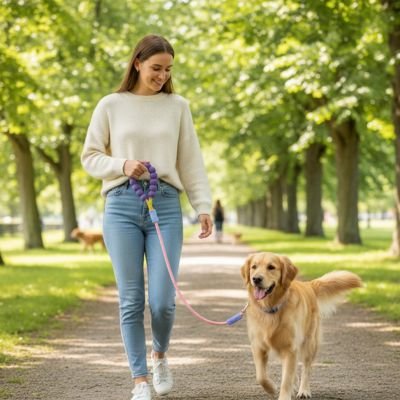 Laisse pour Chien Pogné mousse golden rose