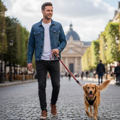 Laisse pour Chien Toile golden rouge