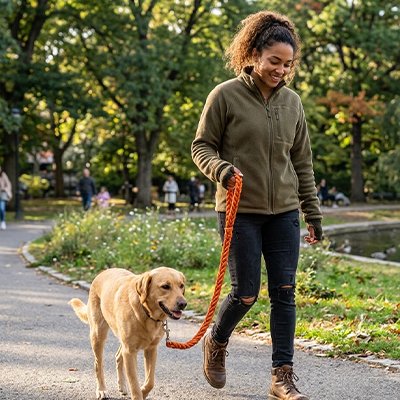 Laisse pour Chien Tressée labrador orange