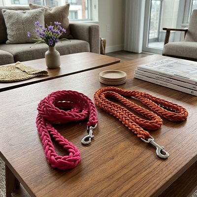 Laisse pour Chien Tressée rose orange