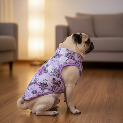 Manteau Chien Coton mauve