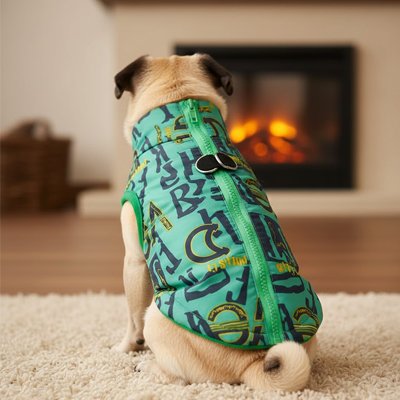 Manteau Chien Coton vert