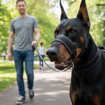 Muselière chien​ anti ma Doberman noir