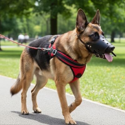 Museliere pour chien​ cuir Berger Allemand noir