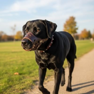 Museliere pour chien​ cuir labrador café 