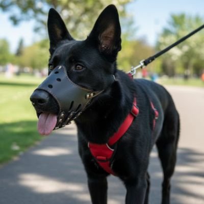 Museliere pour chien​ cuir noir