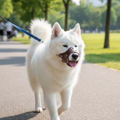 Museliere pour chien​ cuir Samoyède café
