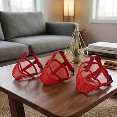 Museliere pour chien maille table rouge