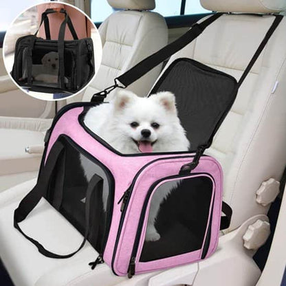 sac de transport chien mesh rose