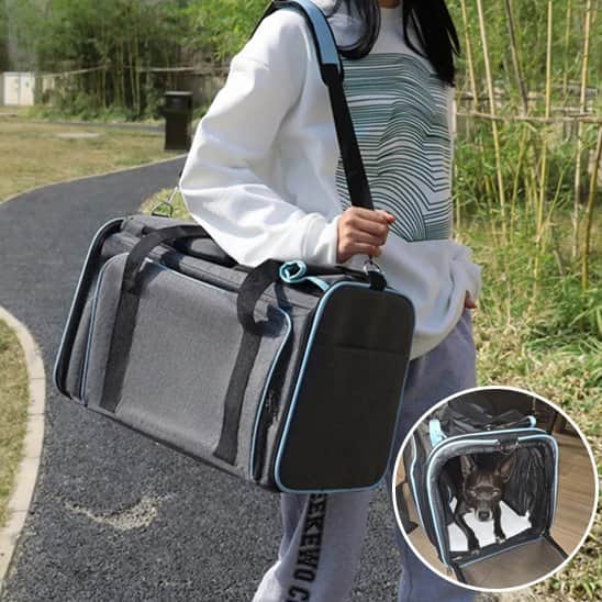 Sac de transport pour chien Sacband bleu épaule