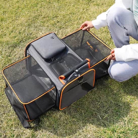 Sac de transport pour chien Sacband orange ouvert