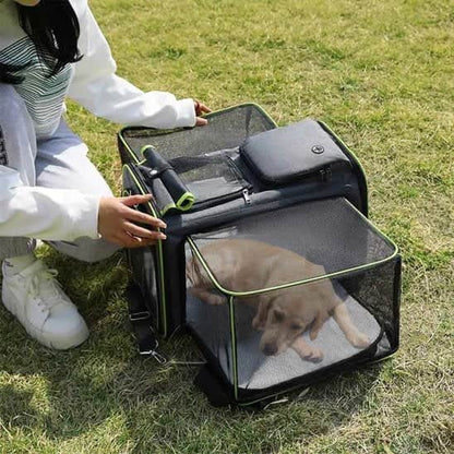 Sac de transport pour chien Sacband vert ouvert